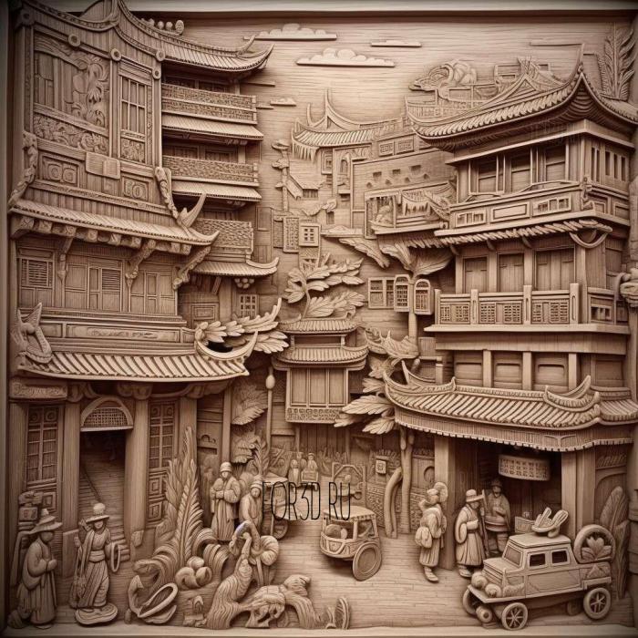 Chinatown 1 stl model for CNC